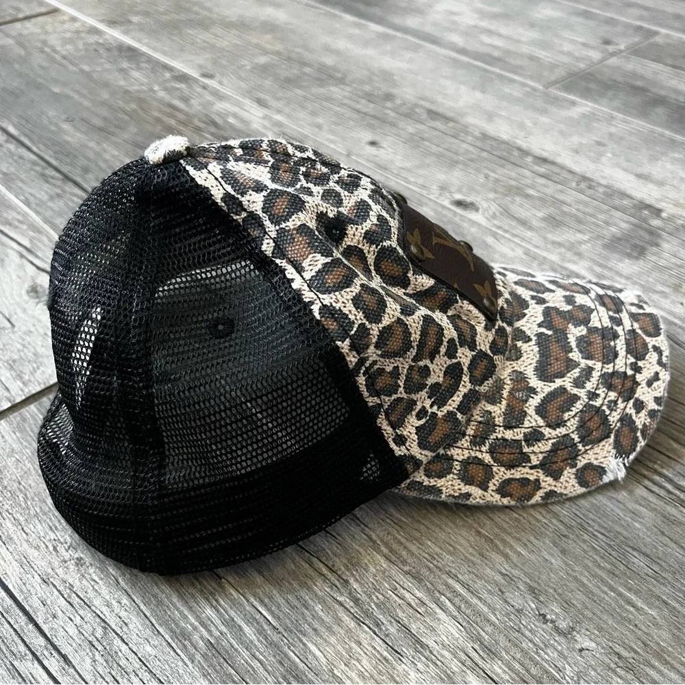 Upcycled Leopard Print Ball Cap - Picture 2 of 7